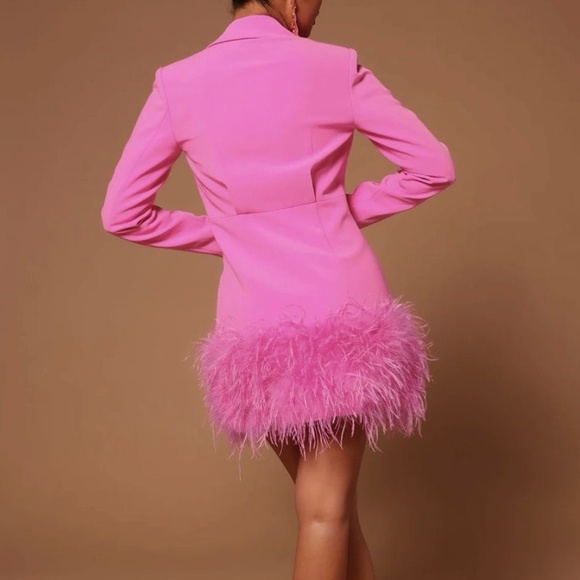 Fashion Nova Pink Feathered Mini Dress - Picture 3 of 3